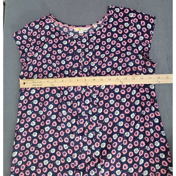 BODEN Womens SZ 6 Pleat Front Top Azalea Floral Print Keyhole Blouse Navy Pink - Picture 4 of 7